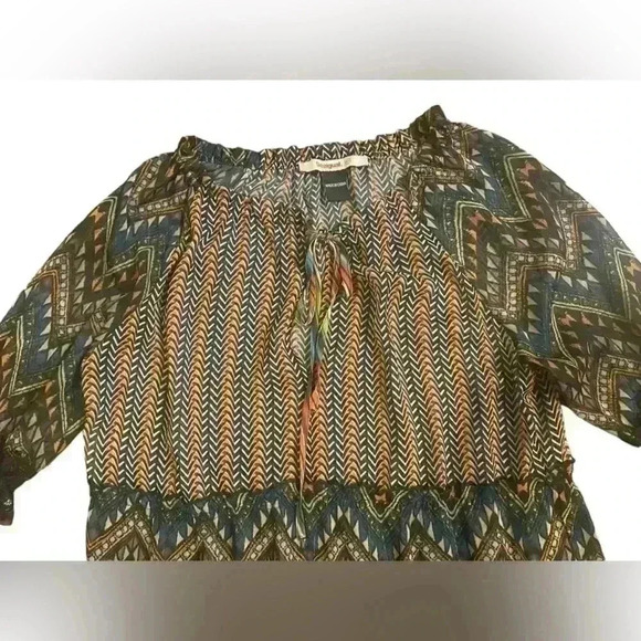 Desigual Lena Tiered Dress Womens Size 44 US Large Multicolor Lined Sheer Ruffle - Picture 8 of 11